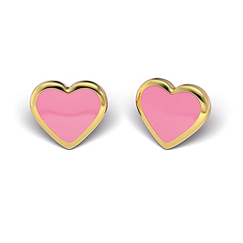 Studex TUBE Hypoallergenic Earrings Ohrringe, Herz Pink, gold plattiert, 6 mm