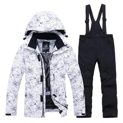 MAOTN Winterwinddichter Kapuzen-Ski-Outfit-Anzug für Jungen und Mädchen, Outdoor-Kindersport-Reise-warmes Snowboard-Jacken-Top + Hosen-Set,Style21,L