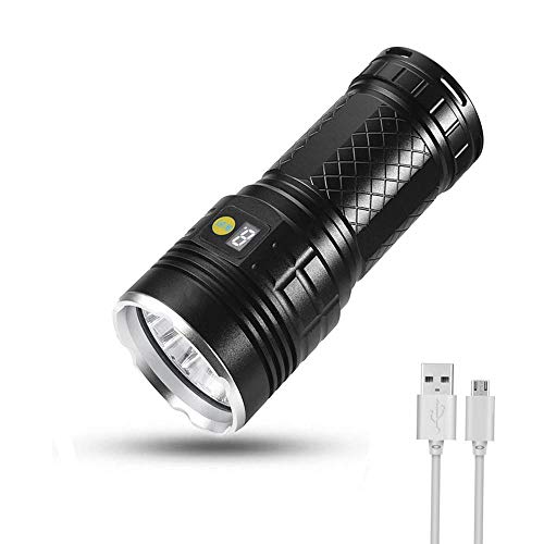LED Taschenlampe Extrem Hell USB Aufladbar Starke Taschenlampe mit 18x T6 LED,LUXNOVAQ 18000 Lumen Taktische Taschenlampe Wasserdichte Power Handlampe mit Eingebauten Batterien und 4 Modi f¨¹r Outdoor