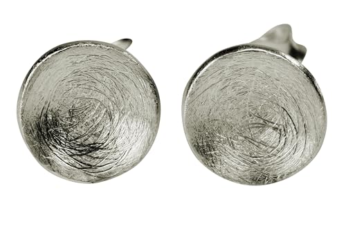SILBERMOOS Damen Ohrstecker Kreis rund gebürstet klein Sterling Silber 925 Ohrringe