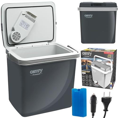 Camry - Kühlbox mit Griff 25 L - Tragbare Autokühlbox - Set mit Autokabel und Steckdose - Camping-Kühlbox zum Kühlen von Getränken - Heizfunktion