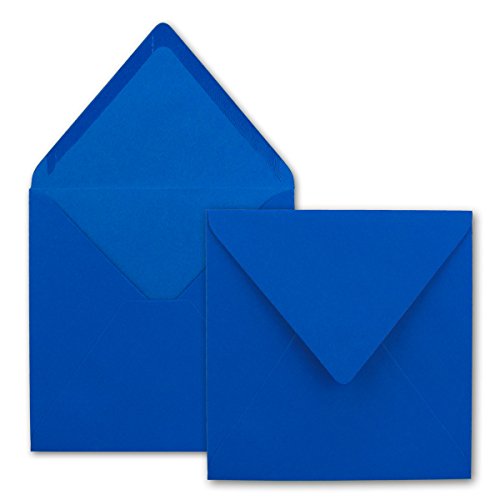 Quadratische Brief-Umschläge ohne Fenster in Royalblau - Königsblau - 100 Stück - 15,5 x 15,5 cm - Nassklebung - Für Hochzeits-Karten, Einladungskarten und mehr - Serie FarbenFroh®