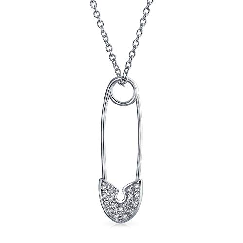 Bling Jewelry Symbol Der Unterstützung Für Vertriebene Menschen Cz Pave Cubic Zirconia Safety Pin Anhänger Halskette Für Jugendliche Für Frauen .925 Sterlingsilber