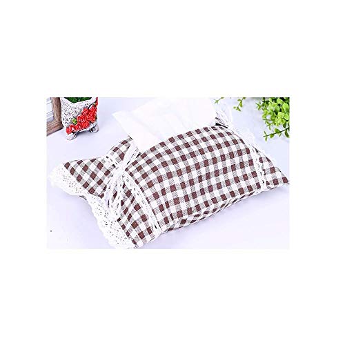 ZXGQF Tissue Box Baumwolle Leinen Dirty Plaid Lace Papier Handtuchhalter Für Zuhause BüroAuto Dekoration Hotel Zimmer Tissue Box Halter, 1