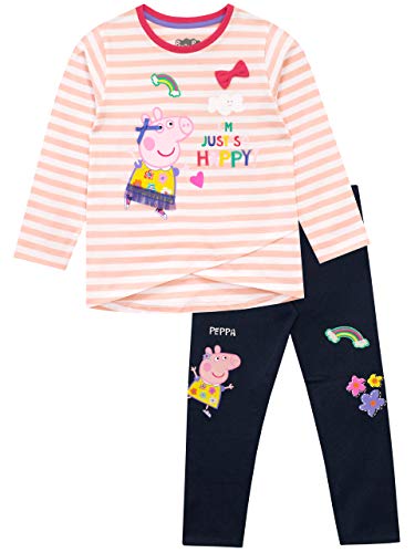 Peppa Wutz Mädchen Peppa Pig T-Shirt und Leggings Mehrfarbig, Gr.- 128 (Herstellergröße: 7 - 8 Jahre)