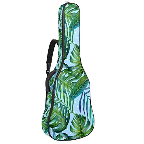 Gitarren-Gigbag, wasserdicht, Reißverschluss, weich, für Bass, Akustik- und klassische Folk-E-Gitarre, grüne Blätter