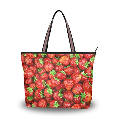 WowPrint Strawberry Fruit Frauen Tote Bag Handtasche Große Kapazität Schultertasche für Schule Arbeit Reisen Shopping Strand