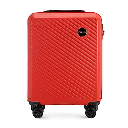WITTCHEN Kleiner Koffer Circle line - Kollektion aus ABS mit Diagonalen Streifen Glänzend Strukturierten Größe S 34L Rot