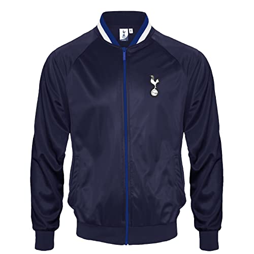 Tottenham Hotspur FC - Herren Trainingsjacke - Offizielles Merchandise - Dunkelblau mit gestreiftem Kragen - L