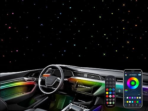letronix RGB RGBIC Rainbow LED Auto Sternenhimmel Funkeln Sterne Lichtleiter Himmel Ambientebeleuchtung (6er Set 330 Sterne)