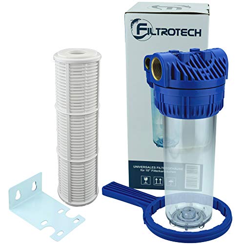 FILTROTECH Filter 10 Zoll für Hauswasserwerk GartenPumpe Wasserfilter Anschluss (1 Zoll)