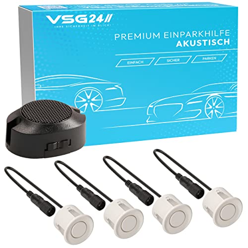 VSG® Einparkhilfe mit einem akustischen Signalgeber und inklusive 4 Sensoren in weiß für hinten
