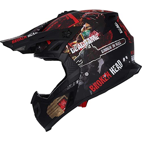 Broken Head Resolution - Motorrad-Helm Für MX, Motocross, SuMo und Quad - Matt-schwarz & Rot - Größe M (57-58 cm)