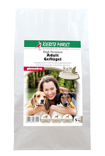 Kiebitzmarkt High Premium Hundefutter Trockenfutter kaltgepresst Adult Geflügel glutenfrei (5 kg)