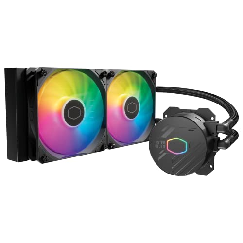 Cooler Master USA Liquid 240L Core 240mm Close-Loop AIO Liquid Cooler, ARGB Sync, Gen S Coldplate Pumpe, 120mm PWM, CryoFuze 14W/mK, AMD Ryzen AM5/AM4, Intel LGA 1700/1200 (MLW-D24M-A18PZ-R1), Schwarz