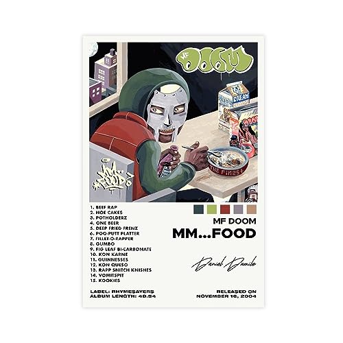 ppARK MF DOOM Poster MM..FOOD Rapper Leinwand Druck Ästhetik Album Cover Bild Wandkunst Zimmer Schlafsaal Dekor 20x30 Zoll Ungerahmt