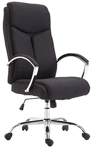 CLP Bürostuhl XL Vaud mit Stoffbezug, Chefsessel, Drehstuhl mit Armlehnen, Bürodrehstuhl mit hochwertige Polsterung, max. Belastbarkeit 140 kg, Farbe:schwarz