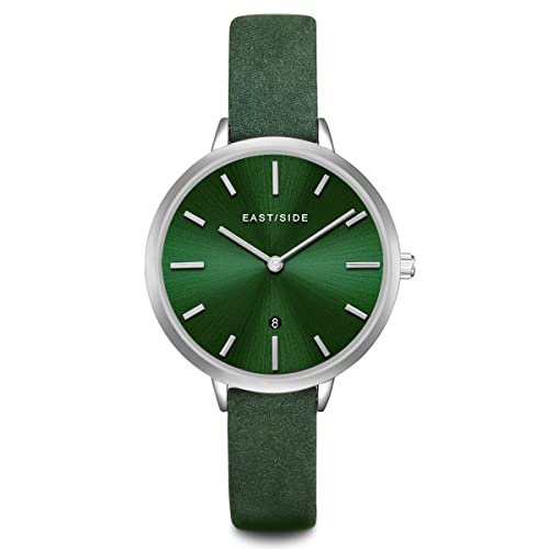 Eastside Damen Uhr analog Japan Quarzwerk mit Echtleder grün Armband 10080070