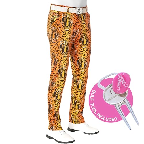 Royal & Awesome Tiger Swing Golfhose für Männer, Golfhosen für Männer, Funky Golfhosen, Sich verjüngte Herrengolfhosen