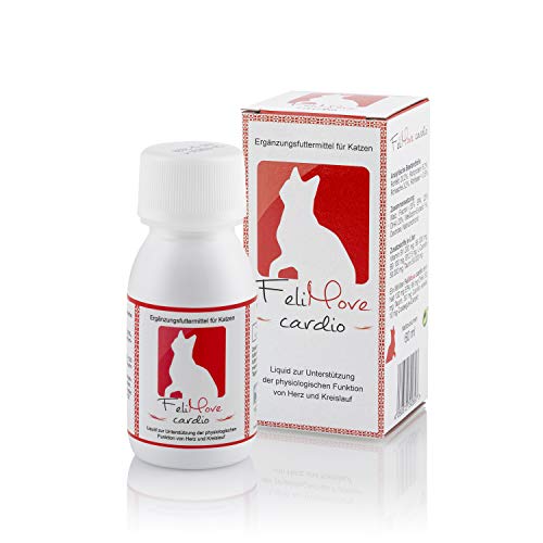 FeliMove MHD-Aktion (02/24) Cardio Herz-Liquid (60 ml) | Herz und Kreislauf Ergänzung für Katzen mit Omega-3 (EPA, DHA), Taurin, Carnitin, Crataegus