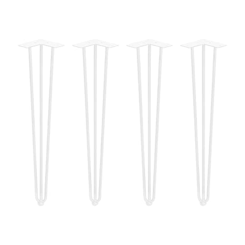Emuca - Set aus 4 Set aus Vier Hairpin 3-Stangentischbeinen, Höhe 710 mm, weiß lackiert, Stahl