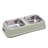 SUICRA Futternäpfe Anti-Skid and Drop-Resistant Dog Bowl Stainless Steel Pet Double Bowl (Color : Green)