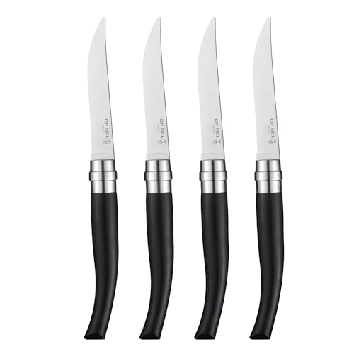 Opinel Table Chic Messer Set aus Ebenholz in der Farbe Holz/Schwarz, enthält 4 Messer, Klingenlänge: 10 cm, 254627