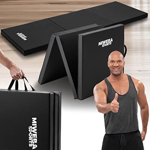 Miweba Sports Gymnastikmatte GM-100 - Klappbare Weichbodenmatte - 180x60x5cm - Rutschfeste Sportmatte - Fitnessmatte - Turnmatte - Trainingsmatte - Bodenmatte - Spielmatte - Yogamatte (Schwarz)