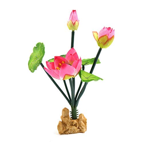 N/A Kunststoff Lotusblüte Ornament für Aquarium Fish Tank Basis aus Keramik