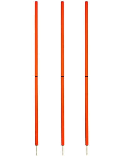 SPORTIKEL24 Slalomstangen 180 cm, ø 32 mm – 3er-Set – Trainingsstangen mit Metallspitze – Agility-Stangen – für Agility- & Koordinationstraining – für Fußball & Hundesport (Rot)