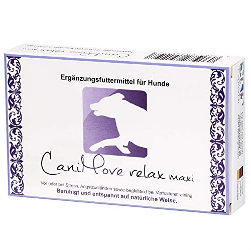 CaniMove relax maxi - 30 Kapseln (a 720 mg), Ergänzungsfuttermittel für Hunde zur Beruhigung und Entspannung auf natürliche Weise durch Casein (Casozepin), Tryptophan, L-Theanin, B6 und Inositol.