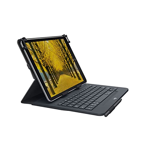 Logitech 9-10 Zoll Tablet Tastatur-Case (Universal Folio mit kabelloser Tastatur und Bluetooth, AZERTY Französisches Tastatur-Layout) schwarz