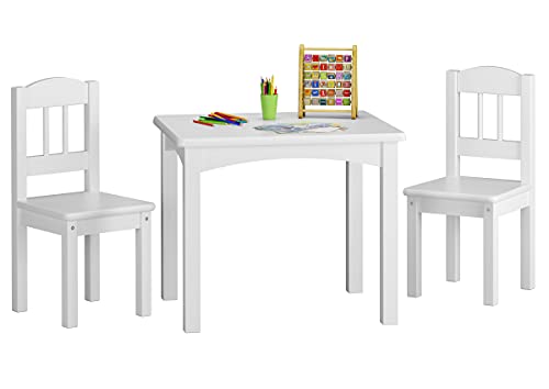 Erst-Holz Kindersitzgruppe in weiß oder Holzfarbe Massiv mit Tisch und 2 Stühlen V-90.70-01, Holzart/Holzfarbe:Kiefer weiß