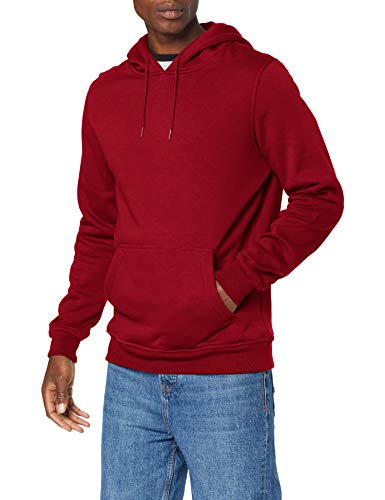 Build Your Brand Mens Heavy Hoody Hooded Sweatshirt, Ruby, XXL