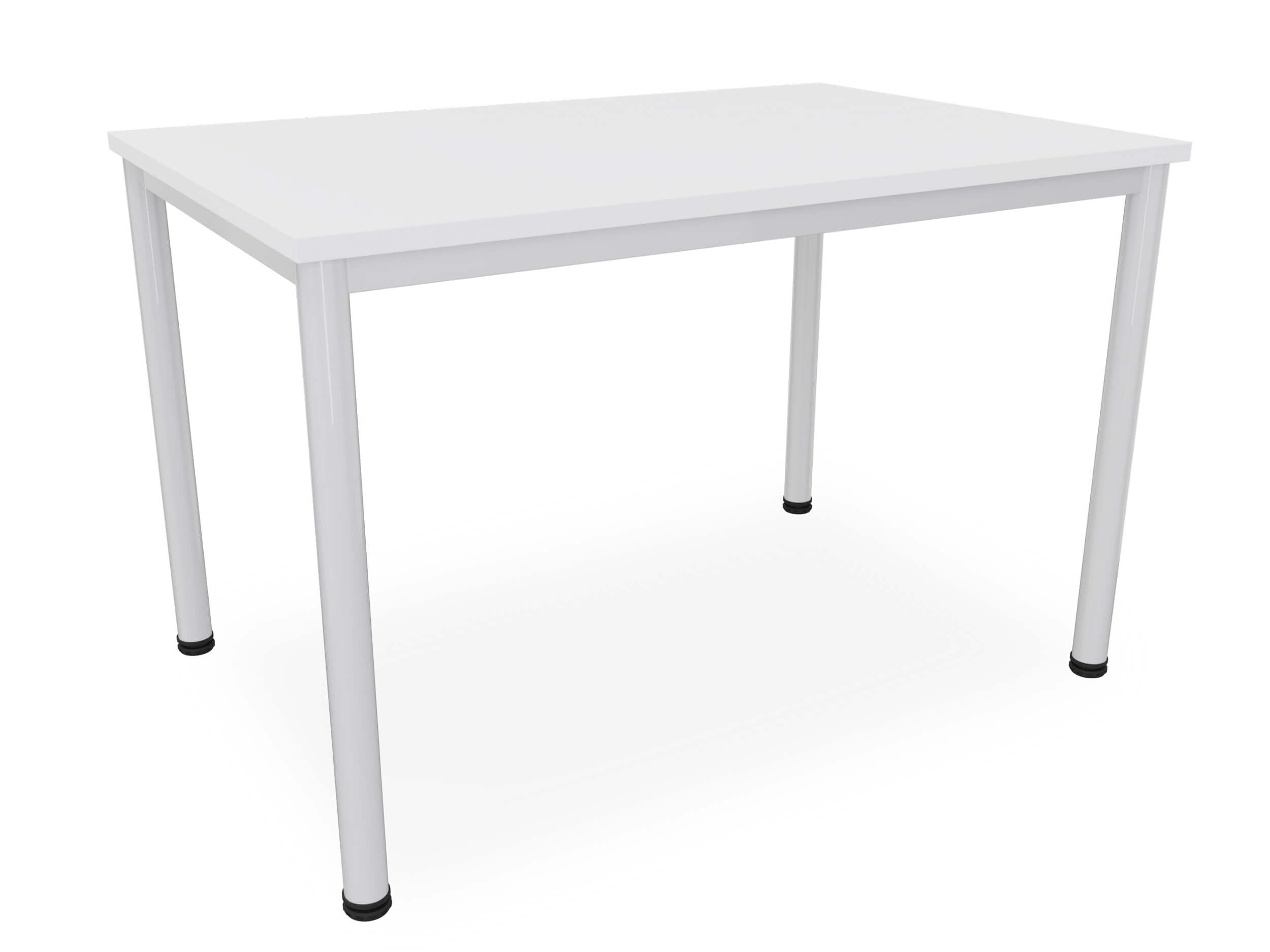 Dila GmbH Schreibtisch Verschiedene Größen und Farben, Konferenztisch graues Metallgestell, Stabiler Besprechungstisch Arbeitstisch, Bürotisch (B: 120 cm x T: 80 cm, Weiß)