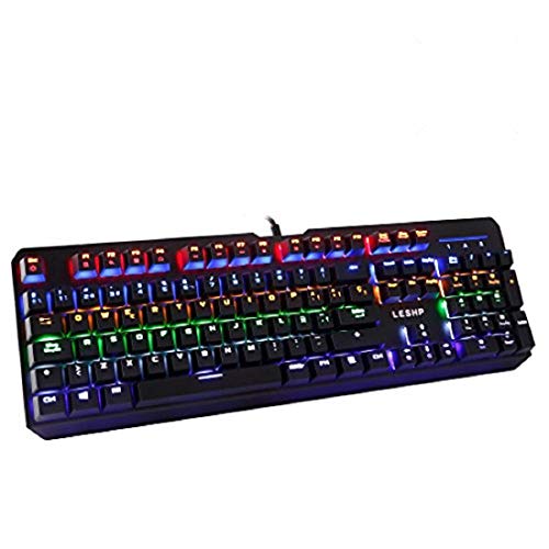 Gaming-Tastatur – LESHP, mechanische Gaming-Tastatur, 7 Farben LED, RGB Tastatur, Anti-Ghosting 104.