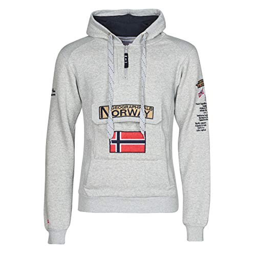 Geographical Norway Gymclass Herren-Kapuzen-Sweatshirt, einfädelbar Gr. XL, hellgrau