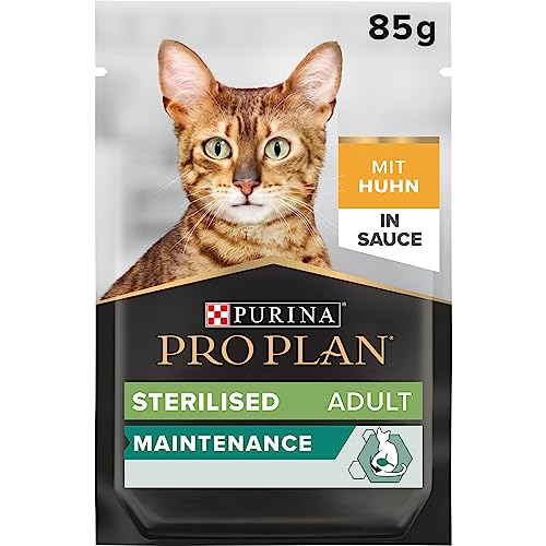 PURINA PRO PLAN STERILISED NUTRISAVOUR Katzenfutter nass für kastrierte Katzen, mit Huhn, 26er Pack (26 x 85g)