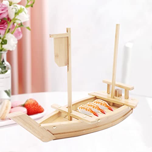 Sushi-Boot für Japanisch und Koreanisch, Sashimi-Plattenboot, Holz Bootgeschirr Bambusgeschirr Sushi, japanisches Sushi-Bambusboot 52 * 22 * 6cm