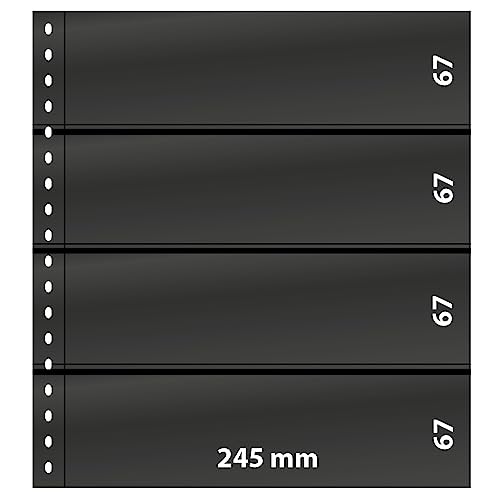 LINDNER Das Original Omnia Einsteckblatt mit 4 Streifen (67 mm) pro Seite, schwarz, 10er-Packung