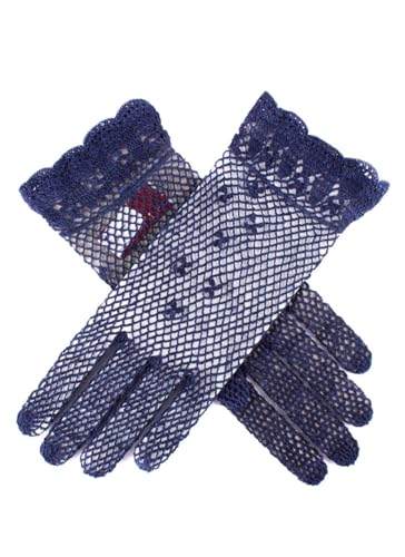 Baumwollhandschuhe für Damen, kurz, gehäkelt, im Vintage-Stil, für Kleider, Hochzeiten, Abendkleider Gr. Einheitsgröße, marineblau