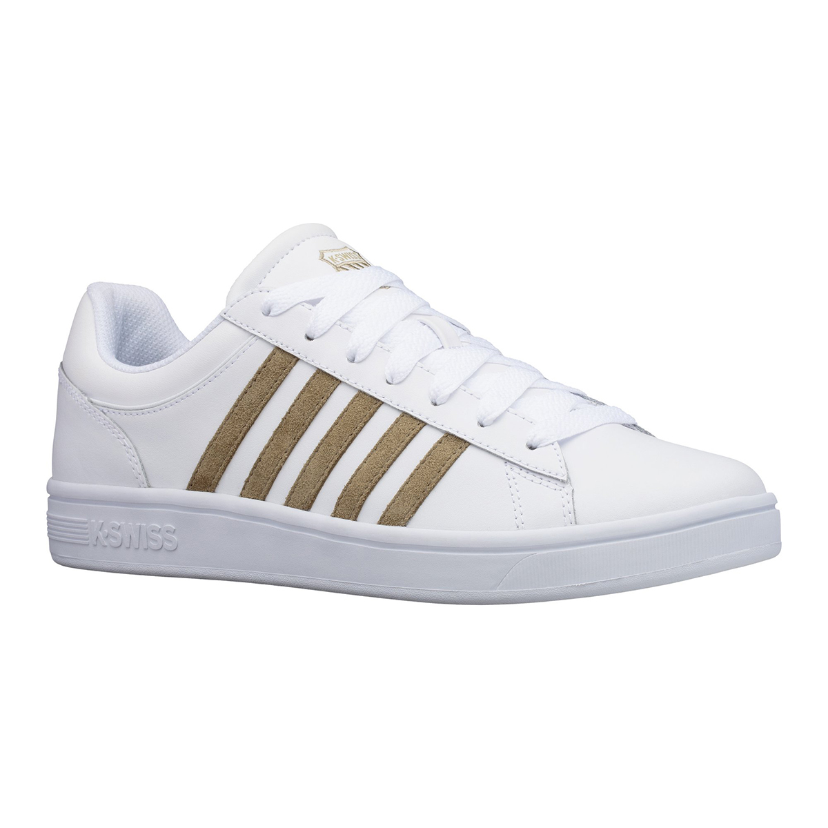 K-Swiss Mens Court Winston Sneaker, White/Olive DRAB