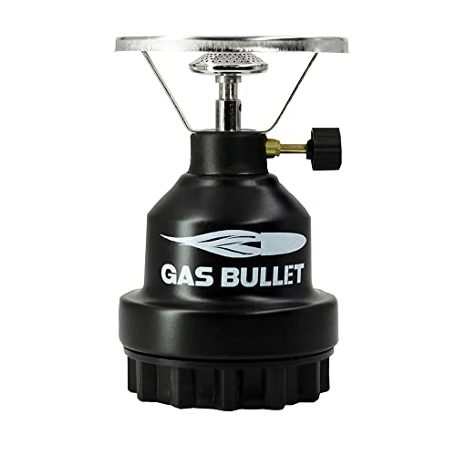 Robuster Gaskocher passend für Stechkartuschen, Metal Gas Bullet (Gaskocher + 3 Kartuschen)
