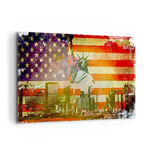 Bild auf Leinwand - Leinwandbild - Symbol USA Freiheit - 120x80cm - Wand Bild - Wanddeko - Leinwanddruck - Bilder - Kunstdruck - Wanddekoration - Leinwand bilder - Wandkunst - AA120x80-2543
