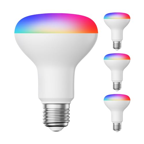 ledscom.de E27 LED RGB Reflektor, R80, warmweiß - weiß (2700-6300K), 9,9W, 950lm, Smart Home, WLAN, Alexa, matt, 4 Stk.
