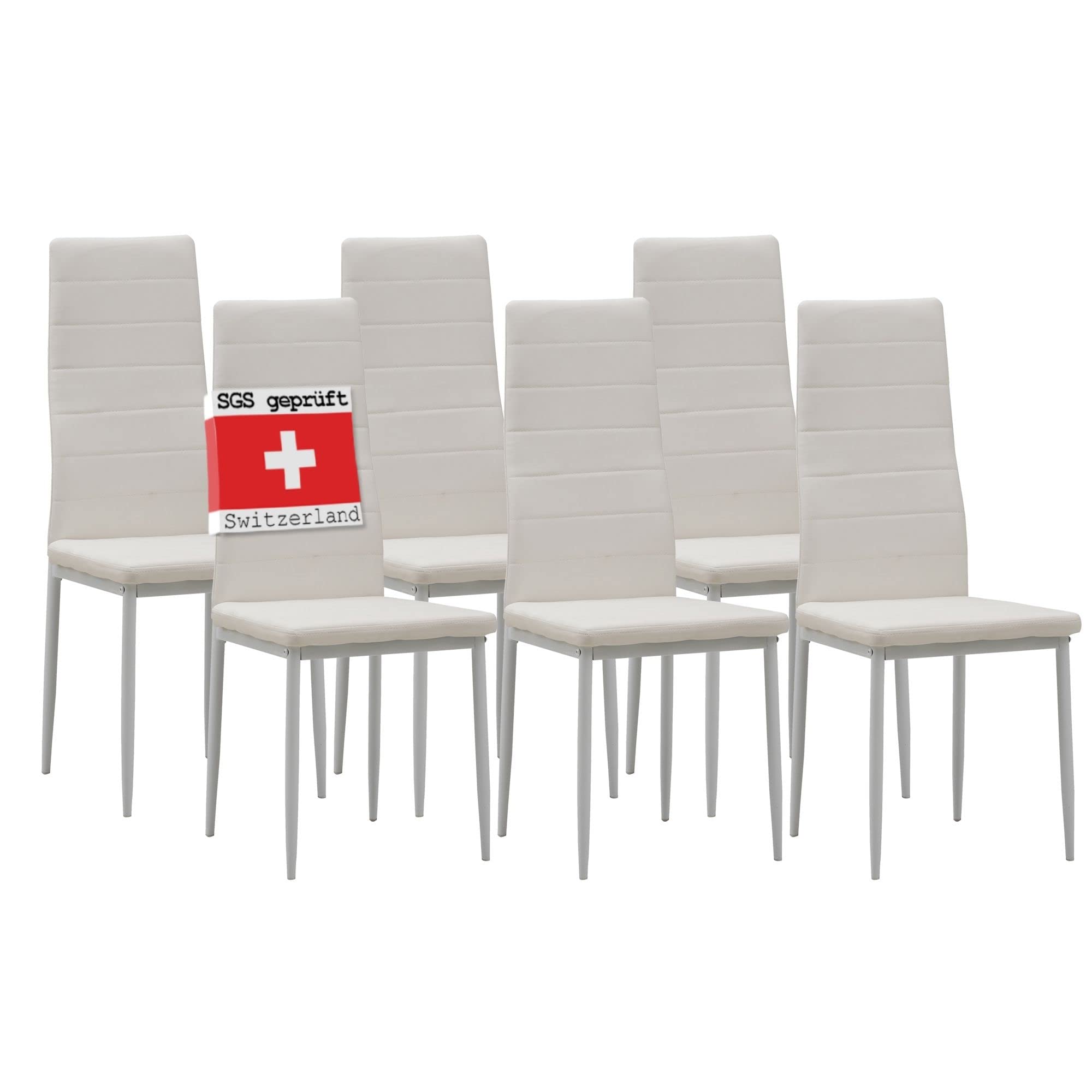 Albatros Esszimmerstühle 6er Set MILANO, Weiß - Edles Italienisches Design, Kunstleder-Bezug, bequemer Polsterstuhl - SGS geprüft - Moderner Küchenstuhl, Stuhl Esszimmer