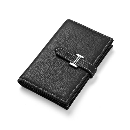 YBRAVO Damen-All-Match-Leder-Geldbörsen, RFID-blockierend, für den täglichen Gebrauch, großes Fassungsvermögen, Damen-Handy-Clutch (Color : Black)