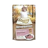 Stuzzy, Monoprotein Grain & Gluten Free, komplettes Nassfutter für Erwachsene Katzen mit Schinken, in Paste - (20 Beutel à 85 g)