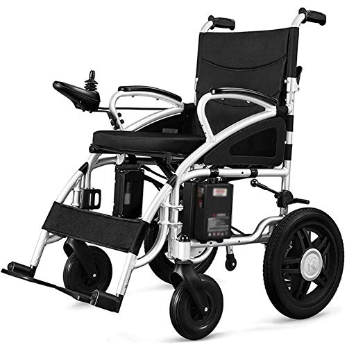 GAXQFEI Faltbar, tragbarer Elektro-Rollstuhl mit einem Joystick, Nur 4 Kilogramm (Lithium-Ionen-Akku), die Nutzlast von 100 kg, das Gummi-Rad für die