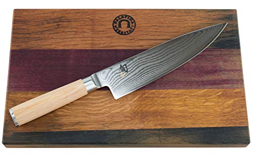 Kai Shun Classic White Set | DM-0706 W Kochmesser | 20 cm Klinge aus 32-Lagen Damaststahl | ultrascharfes Japan Messer | + großes Schneidebrett aus Fassholz (Eiche) 34x21 cm | VK: 229,95 €